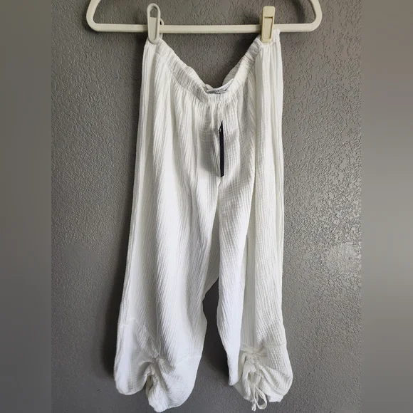 Bryn Walker Cotton White Two-Piece Set Lagenlook Casual Coastal Grandma Size: m - Picture 4 of 7